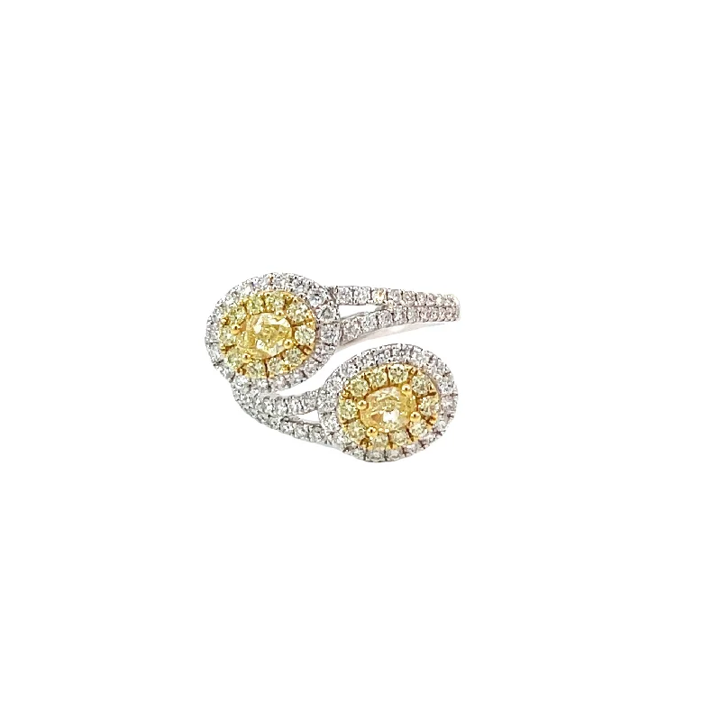 elegant engagement rings-White Gold Yellow Diamond Bypass Ring