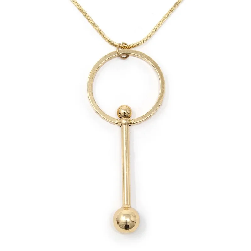 luxury designer necklaces for women-Long Necklace with Ring Bar Pendant Gold Plated