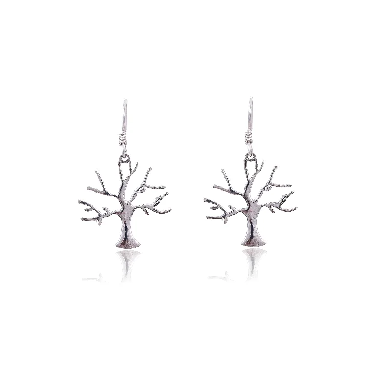 silver drop earrings for women-Silver Mountain Sterling Silver Life Of Tree Earring