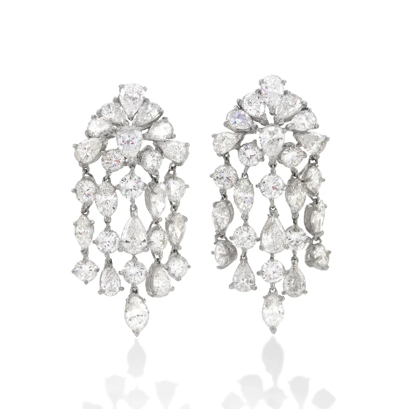 rose gold earrings for women-David Webb Diamond "Waterfall" Earrings