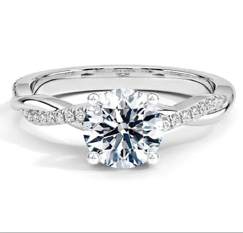 princess cut engagement rings with diamonds-Twist 1.25ct Round Cut Diamond Promise Ring