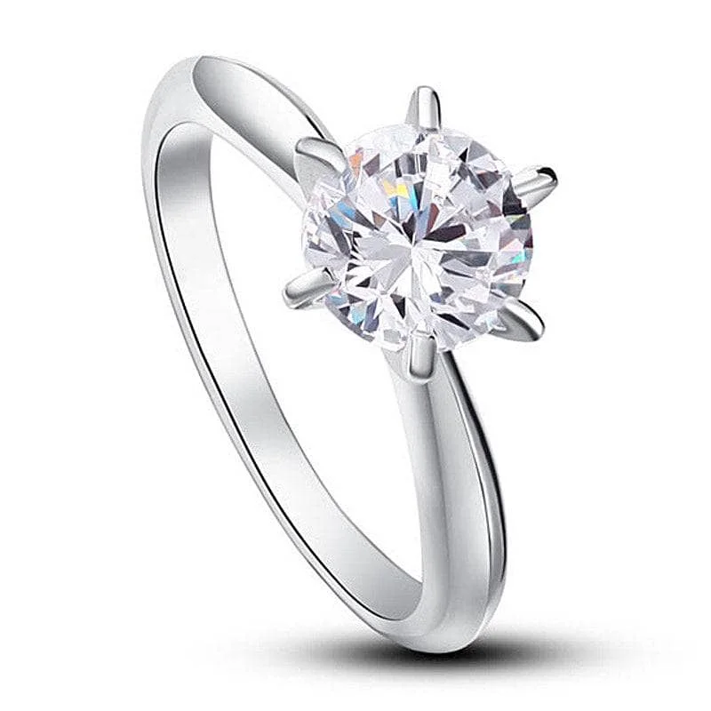 engagement rings for women-Classic Ring 6 Claws Created Diamond Engagement Ring