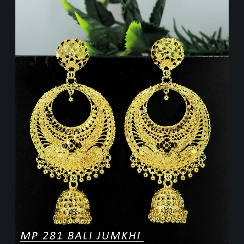 charming earrings for women-Mahavir Forming Gold Plated Dangler Earrings  - MP 281 Bali Jumkhi