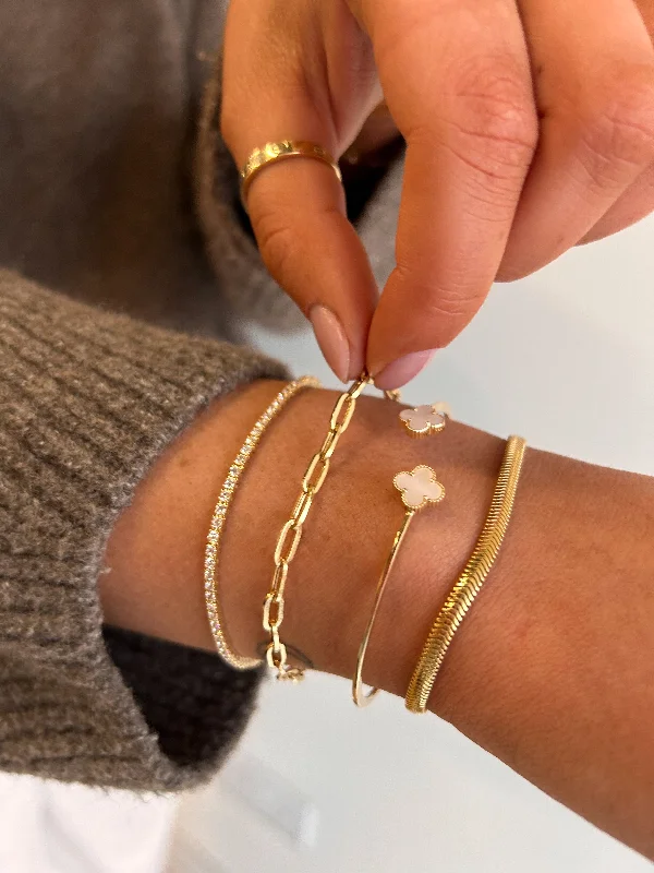 pearl bangles for women-Golden Herringbone Bracelet