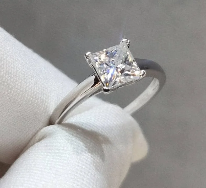 antique engagement rings-1-2 Carat Princess Cut Diamond Engagement Ring