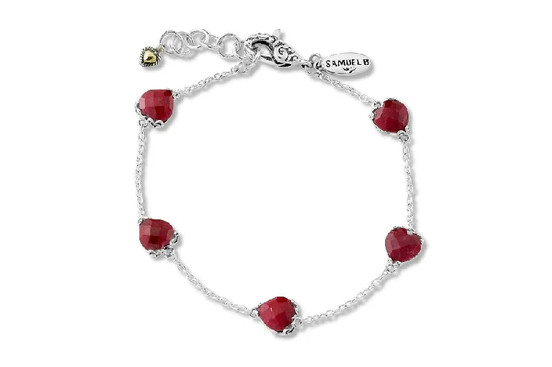 handmade bangles for women-Glow Heart Bracelet- Ruby