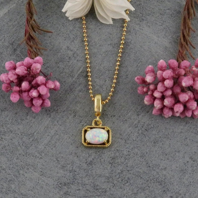 art deco necklaces for women-Deco Framed White Opal Necklace