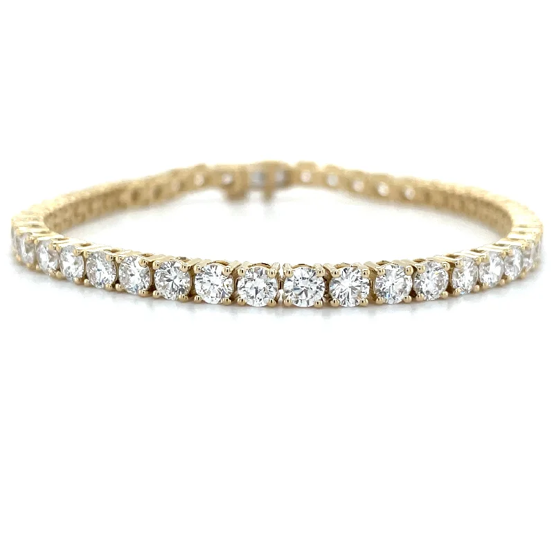 trendy statement bangles for women-14ct Yellow Gold 7.60ct Laboratory Grown Diamond Tennis Bracelet