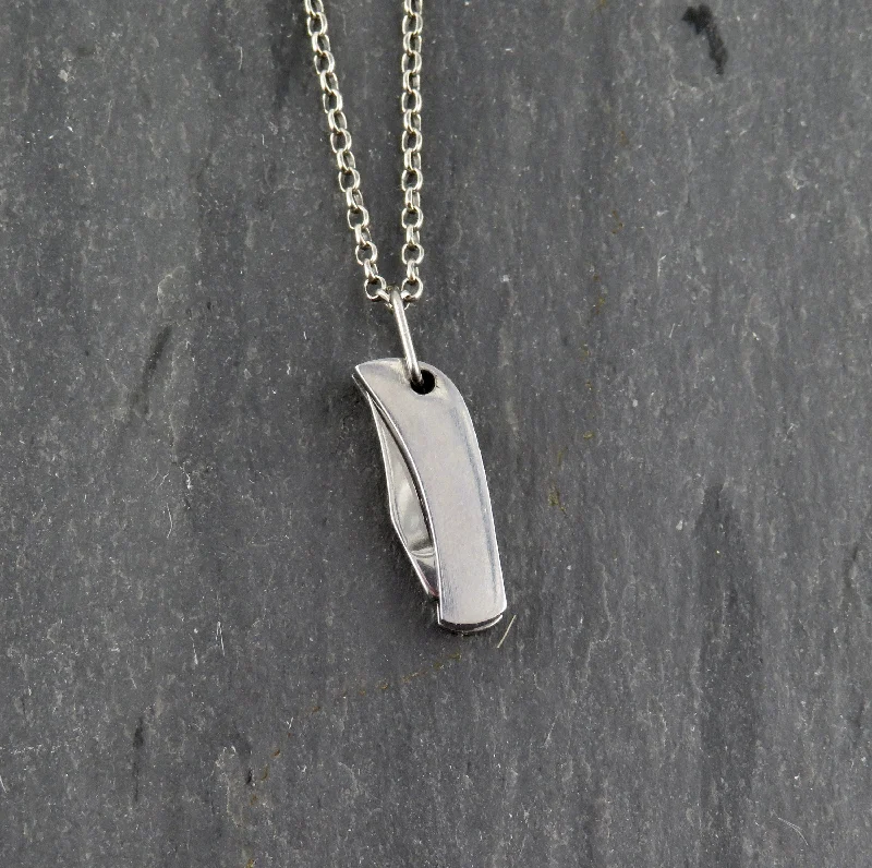 choker necklaces for women-Tiny Silver Knife Necklace