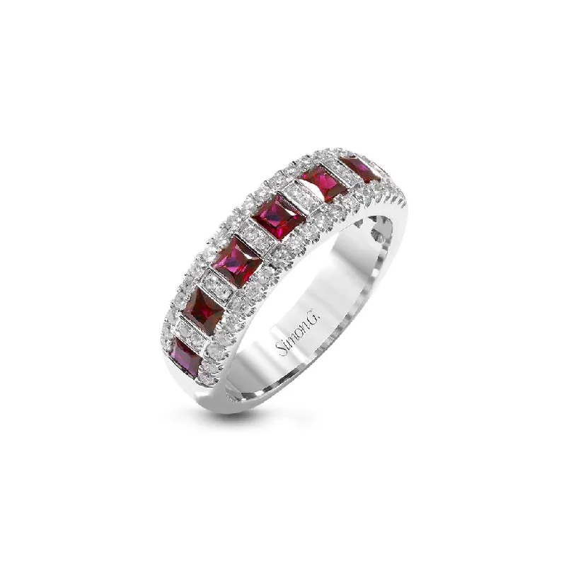 radiant engagement rings for women-Simon G. Diamond & Ruby Ring