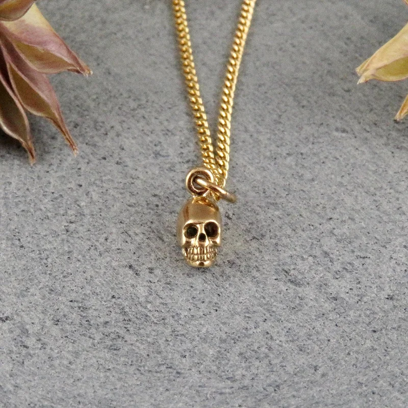 pearl necklaces for women-Tiny Skull Necklace - Gold