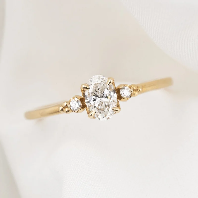 rose gold engagement rings-Estel Ring, 0.40ct Brilliant Cut Oval Diamond, 14k Yellow Gold (One of a kind)