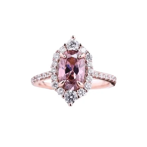 gemstone and diamond engagement rings-Rose Gold Morganite Oval Cut Engagement Ring