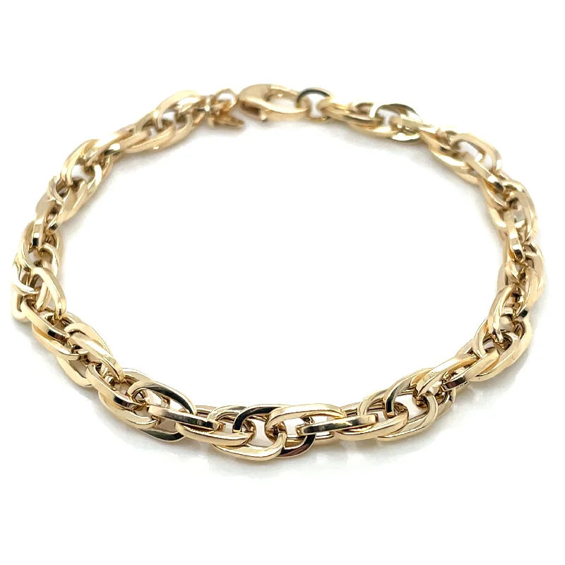 high-end bangle bracelets for women-9ct Yellow Gold Square Link Rope Twist Bracelet