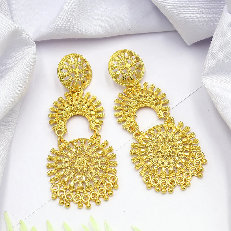 beautiful hoop earrings for women-Mahavir Dye Gold Dangler Earrings