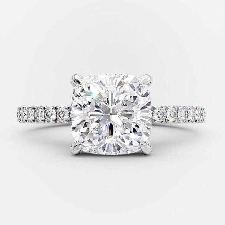 vintage engagement rings-3.0ct Cushion Cut Diamond Engagement Ring