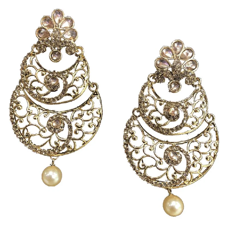 hoop and drop earrings for women-Shreeji Brown Austrian Stone Gold Plated Dangler Earrings - SE_727