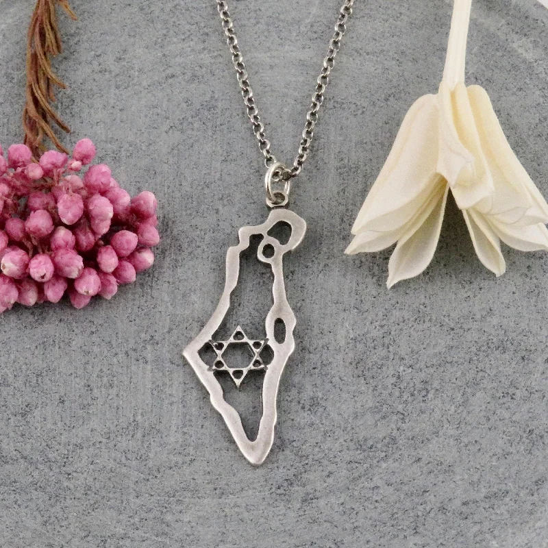 infinity necklaces for women-Israel Map Necklace