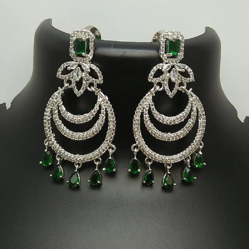 vintage earrings for women-Manisha Jewellery Silver Plated AD Stone Dangler Earrings