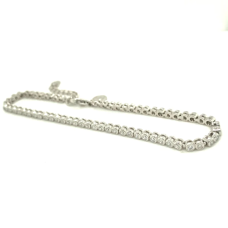 cuff bangles for women-Sterling Silver Petite Bezel Set CZ Tennis Bracelet