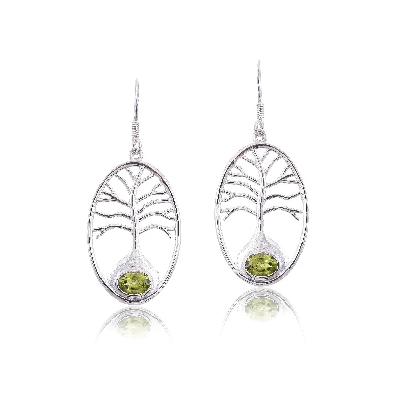 multi-colored earrings for women-Silver Mountain 925 Silver Peridot Earring