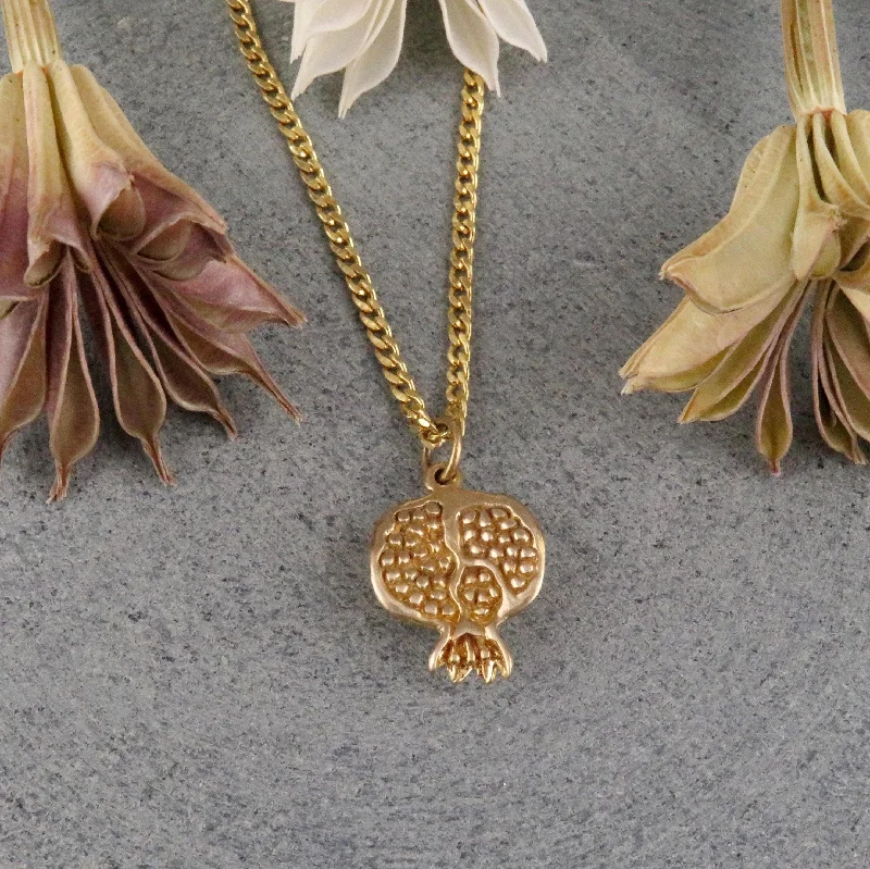 rose gold necklaces for women-3D Pomegranate Necklace - Gold