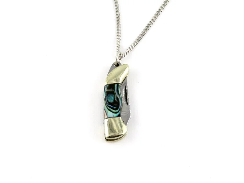 engagement pendant necklaces for women-Abalone Mini Knife Necklace - Medium