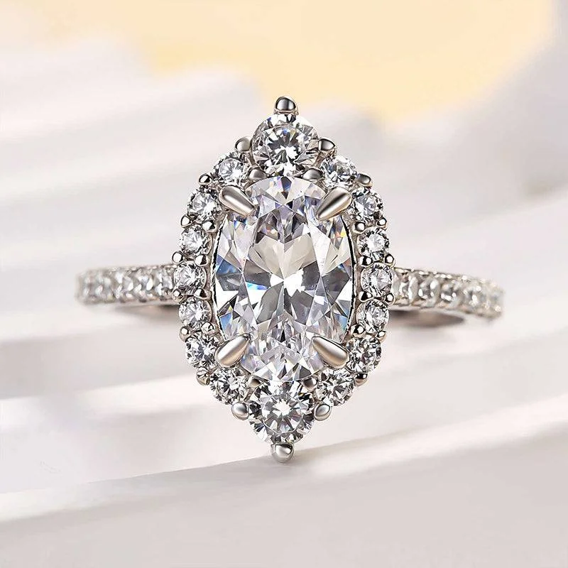 platinum diamond engagement rings-2.0ct Oval Cut Diamond Engagement Ring