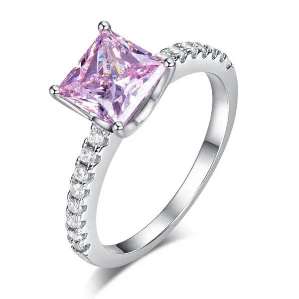 romantic engagement rings-1.5 Ct Fancy Pink Created Diamond Engagement Ring