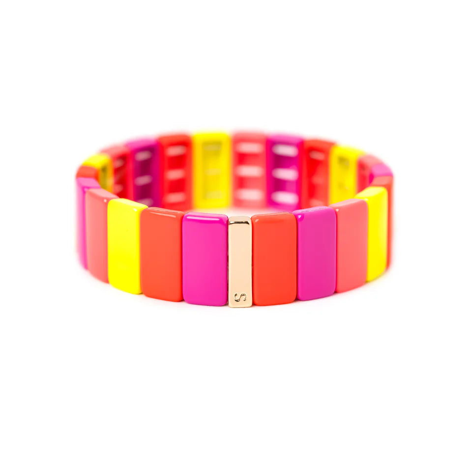 stacking bangle bracelets for women-Simone À Bordeaux Bracelet - Colorblock Pepsi