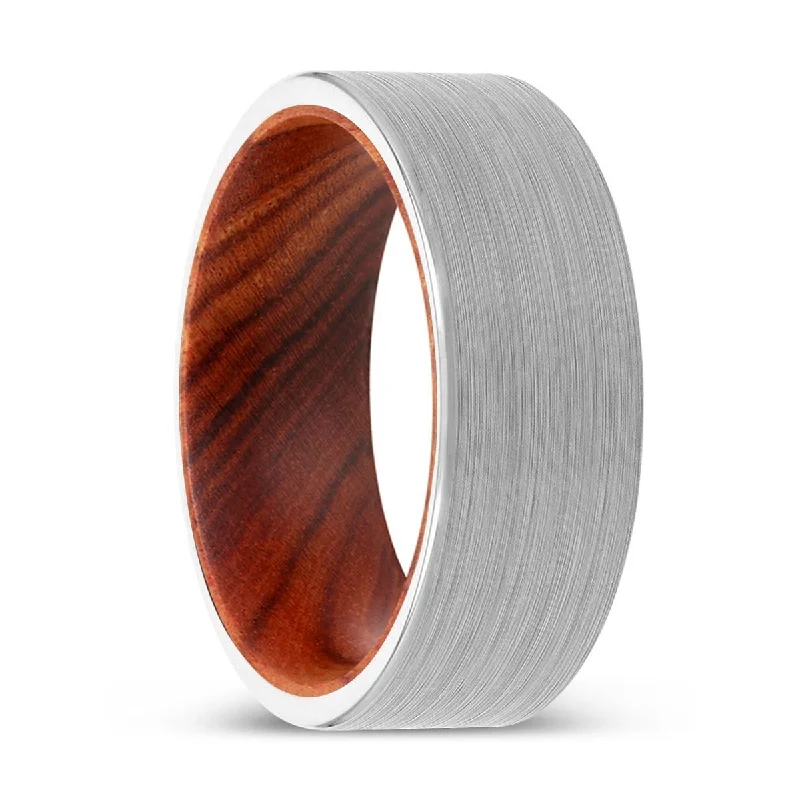 high-end engagement rings for women-DIESEL | IRON Wood, White Tungsten Ring, Brushed, Flat