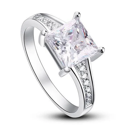 wedding sets with engagement rings-1.5 Ct Princes Cut Solid Wedding Promise Engagement Ring