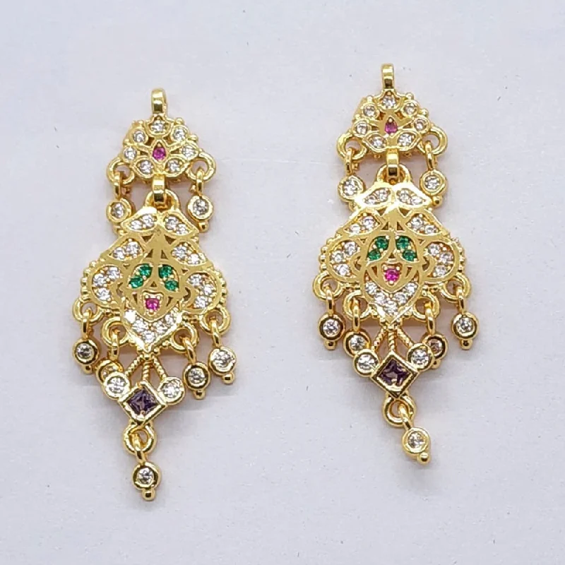 vintage-inspired earrings for women-Raiyaraj Gold Plated American Diamond Micro Plating Pack of 3 Dangler Designer Earrings