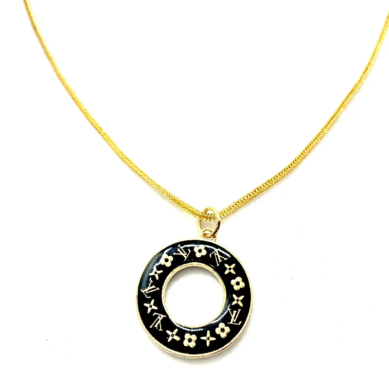 multi-layer necklaces for women-Vintage LV Disc Re-Worked Necklace