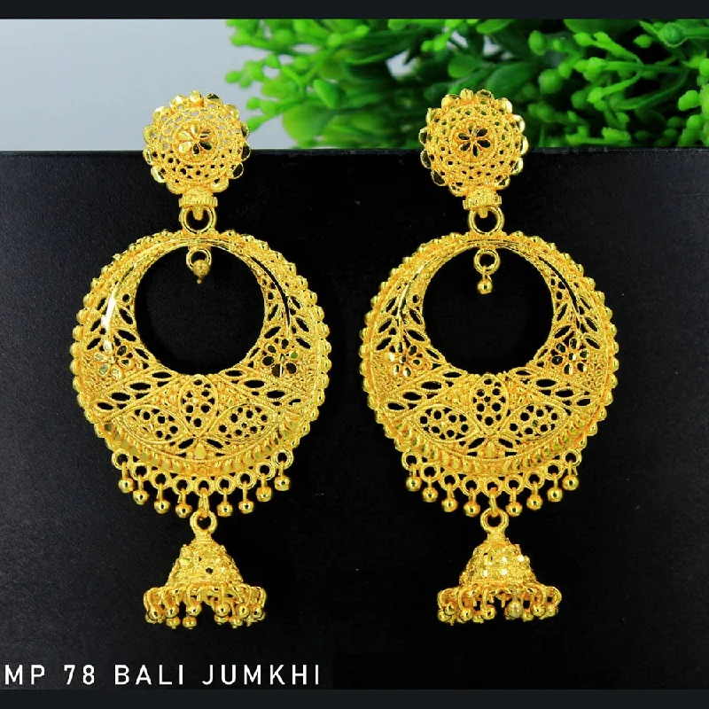 artistic earrings for women-Mahavir Forming Gold Plated Dangler Earrings  - MP 78 Bali Jumkhi