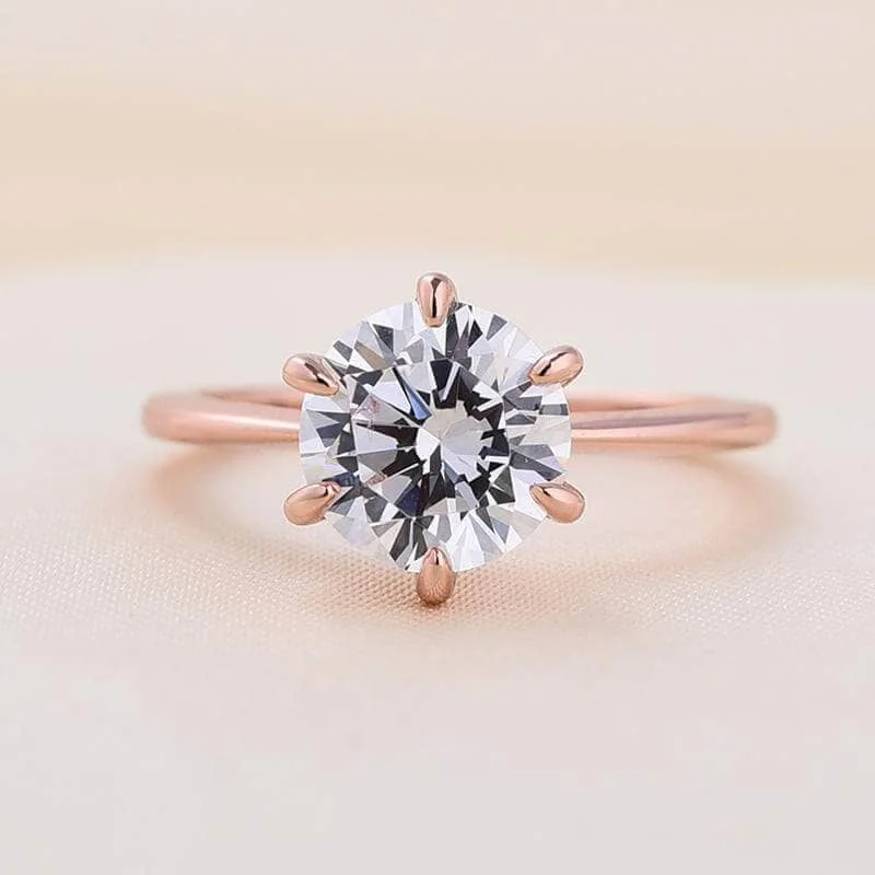 bridal diamond engagement rings-Rose Gold Round Cut Solitaire Engagement Ring