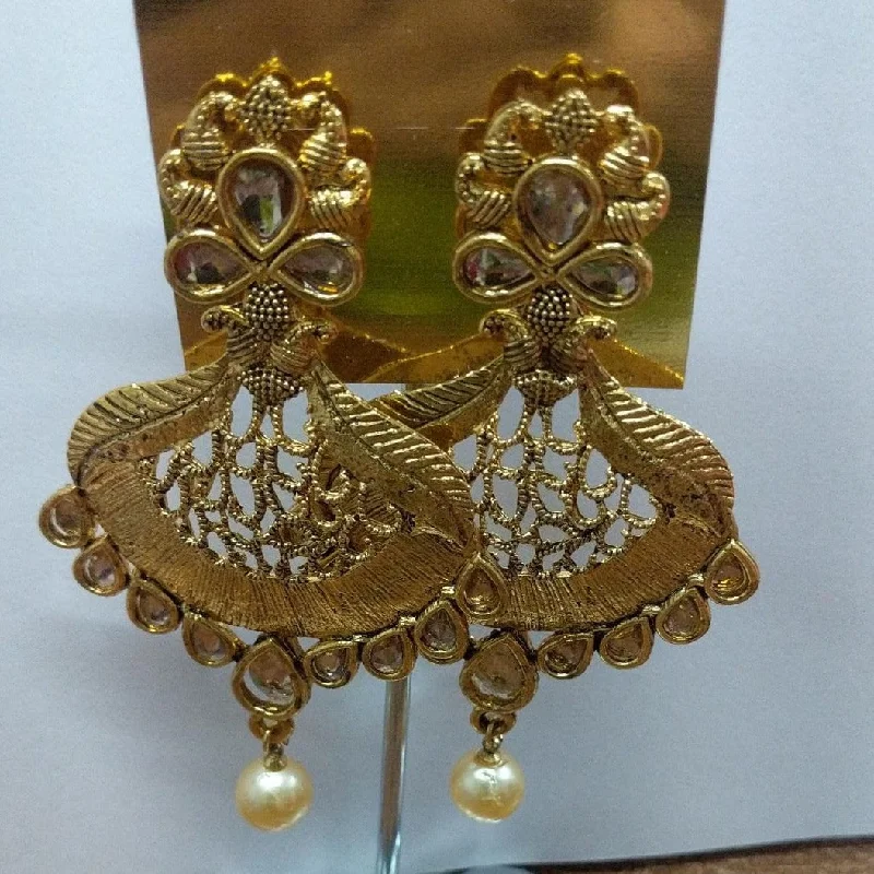 elegant earrings for women-Shreeji Austrian Stone Gold Plated Dangler Earrings