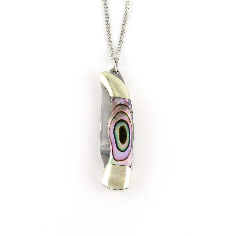 meaningful necklaces for women-Abalone Mini Knife Necklace - Large