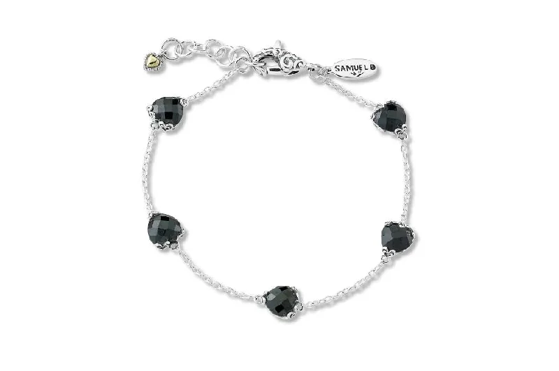 bohemian bangles for women-Glow Heart Bracelet- Black Spinel