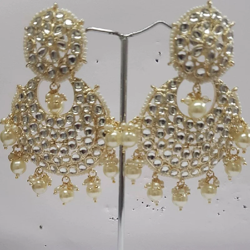 cute earrings for women-Shreeji Kundan Stone Gold Plated Dangler Earrings - ShreejiEar50