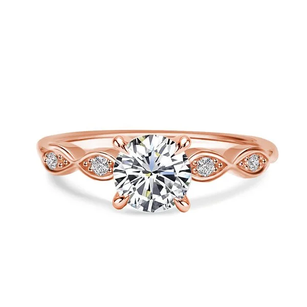 custom sapphire engagement rings-Rose Gold 1.0 ct Round Cut Diamond Promise Ring