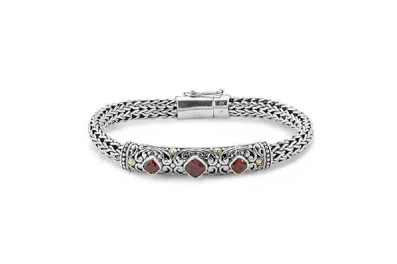 stretchable bangles for women-Trilang Bracelet- Garnet