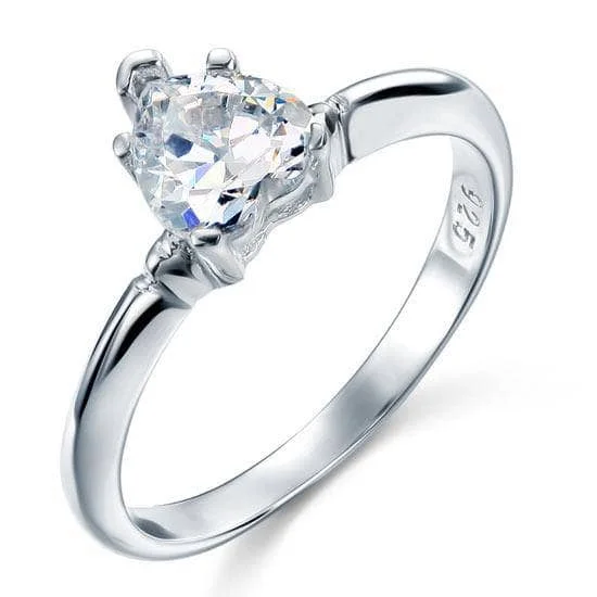 designer solitaire engagement rings-1.5 Carat Heart Cut Created Diamond Engagement Ring