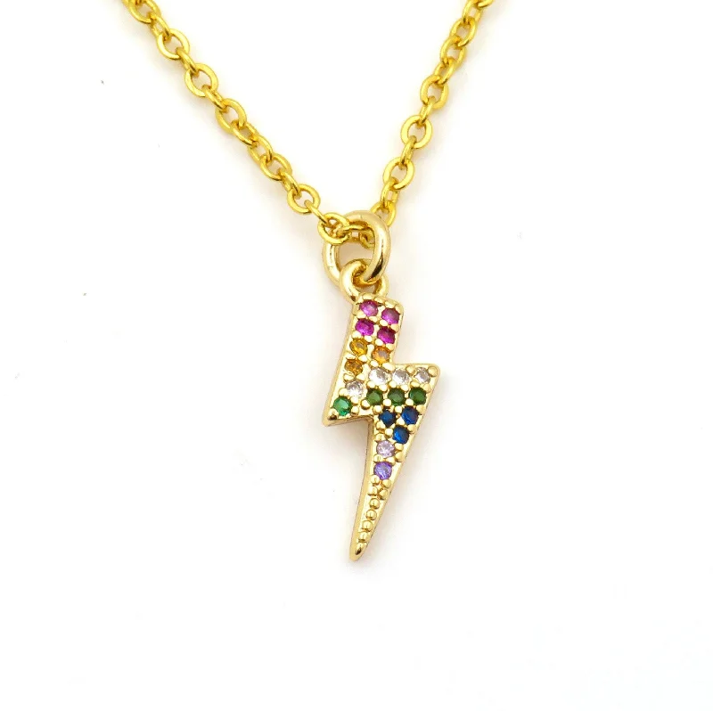 modern necklaces for women-Multicolor Lightning Bolt Necklace