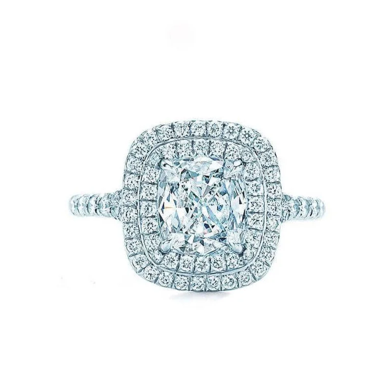 matching wedding and engagement rings-Dazzling Square-Shaped Diamond Ring