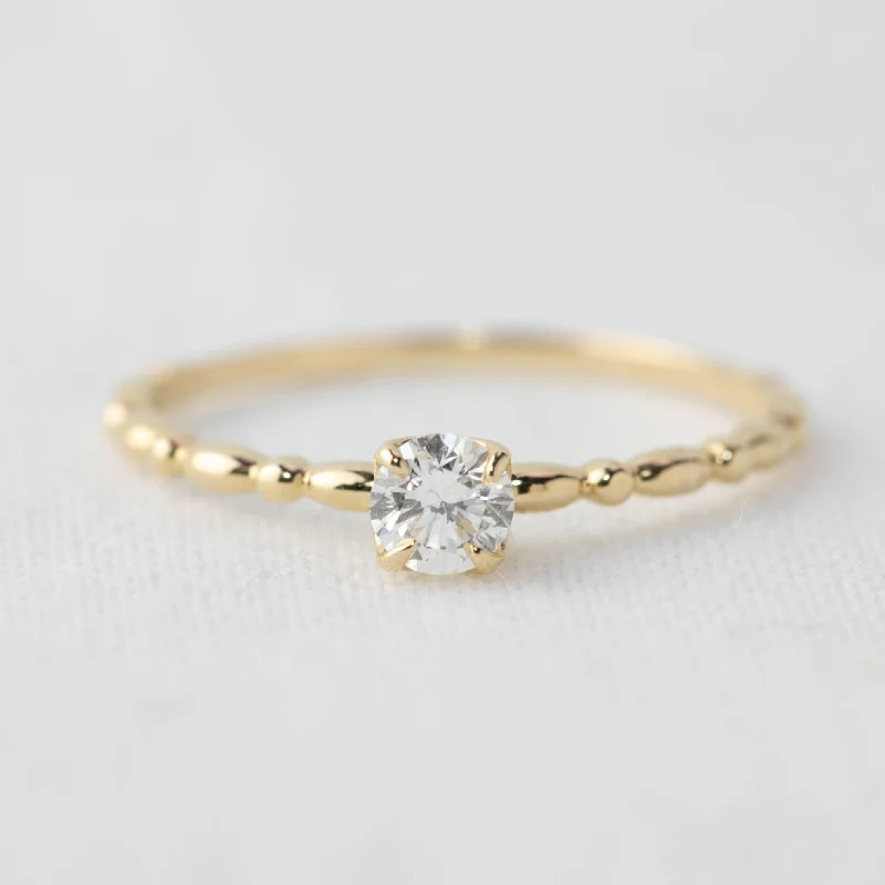 vintage diamond engagement rings-Candy Ring, 0.25ct Round Brilliant Cut Diamond, 14k Yellow Gold (One of a kind)