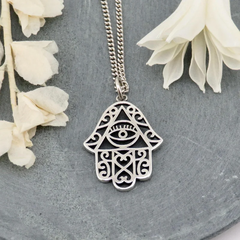 multi-layer necklaces for women-Decorative Hamsa Eye Necklace