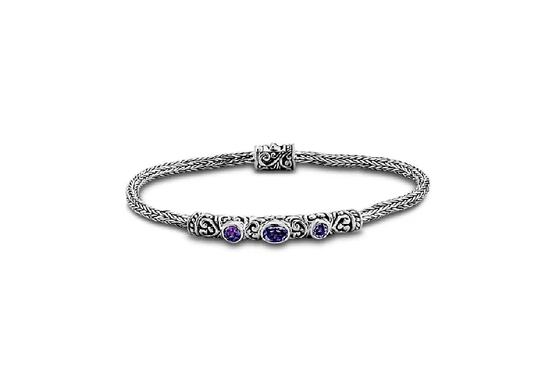 engraved bangles for women-Agam Bracelet- Amethyst