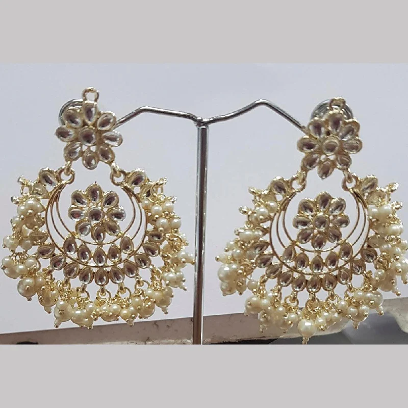 sterling silver earrings for women-Shreeji Kundan Stone Gold Plated Dangler Earrings - ShreejiEar33