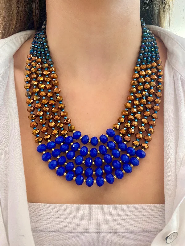 choker necklaces for women-Blue & Amber Dior Statement Necklace